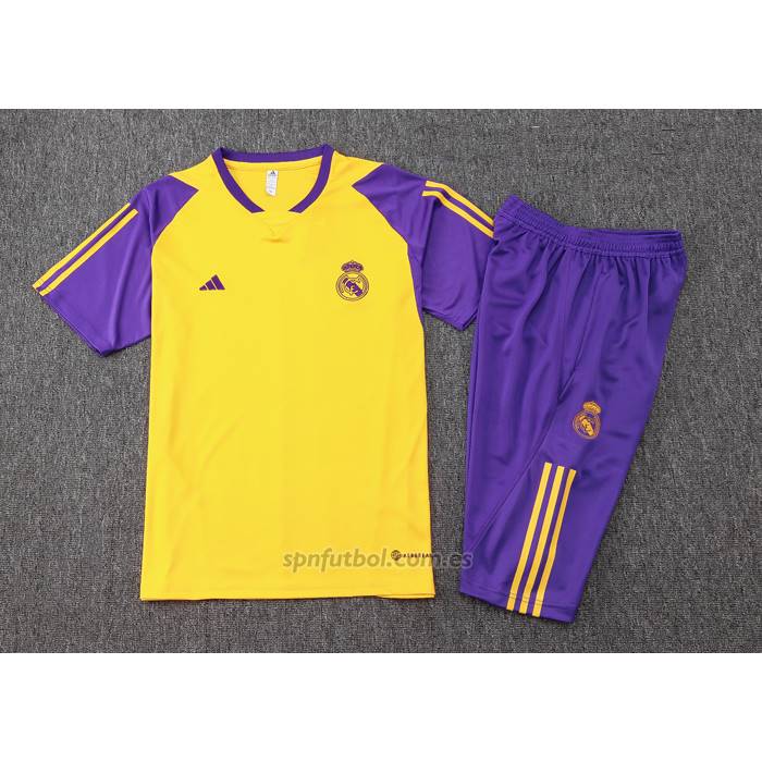 Chandal del Real Madrid Manga Corta 2024-2025 Amarillo - Pantalon Corto